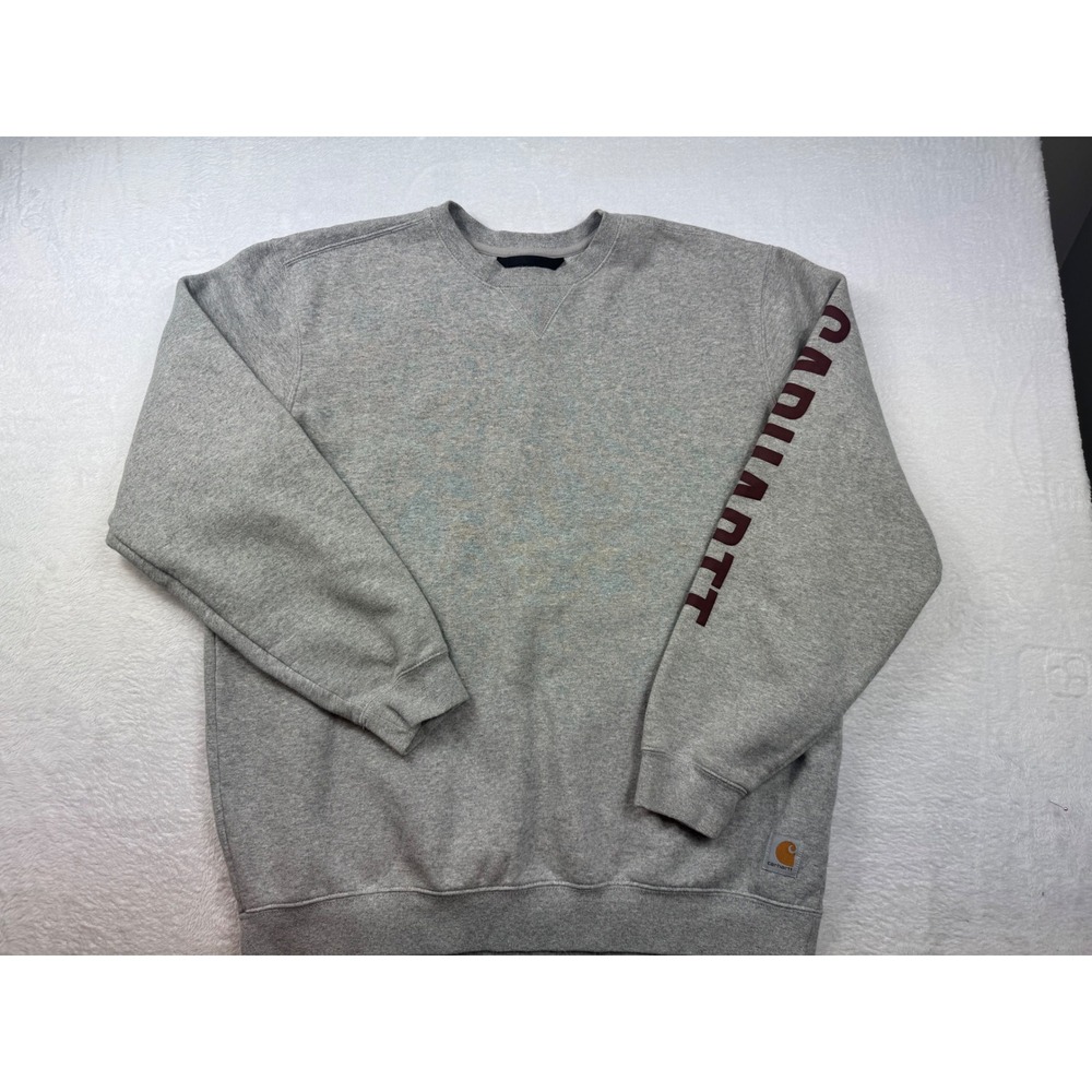 Carhartt Mens Loose Fit‎ Graphic Sleeve Sweatshirt Gray Large